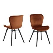 Bangor Copper Fabric Dining Chairs With Black Legs In Pair