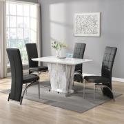 Memphis Small Filo Effect Dining Table 4 Ravenna Black Chairs