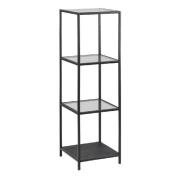 Sparks Clear Glass Bookcase With 3 Shelves And Black Metal Frame