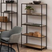 Sparks Wooden Bookcase Tall With 4 Shelves In Oak And Black