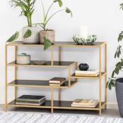 Sparks Wooden Bookcase With 4 Shelves And Gold Frame In Black