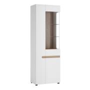 Cheya High Gloss Display Cabinet With 3 Doors In White And Oak