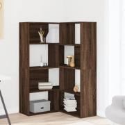 Quincy Wooden Cornor Bookcase With 8 Shelves In Dark Brown Oak