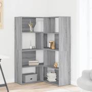 Quincy Wooden Cornor Bookcase With 8 Shelves In Grey Sonoma