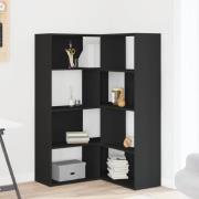 Quincy Wooden Cornor Bookcase With 8 Shelves In Black