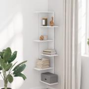 Ravena Wooden Corner Wall Shelf With 5 Shelves In White