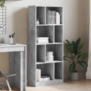 Guelph Wooden Bookcase With 8 Shelves In Concrete Grey