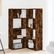 Galva Wooden Corner Bookcase With 8 Shelves In Smoked Oak