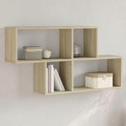 Kinston Wooden Wall Shelf With 4 Shelves In Sonoma Oak