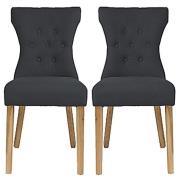 Nipas Grey Fabric Dining Chairs With Wooden Legs In Pair