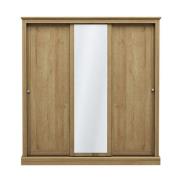 Devan Wooden Sliding Wardrobe With 3 Doors In Oak