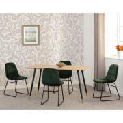 Hanover Oak Wooden Dining Table With 4 Lyster Green Chairs