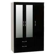 Mack Wooden Wardrobe With 3 Doors And High Gloss Front In Black