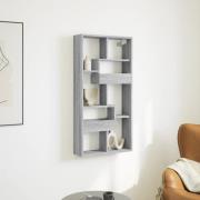 Kinston Wooden Wall Shelf With 8 Shelves In Grey Sonoma