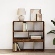 Ames Wooden Bookcase With 8 Compartment In Smoked Oak