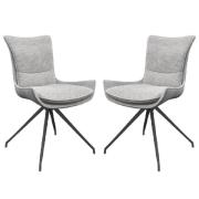 Auxvasse Grey Fabric Swivel Dining Chairs In Pair