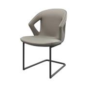 Kahului Leather Dining Chair With Black Legs In Taupe