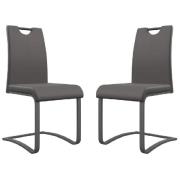 Gerrans Grey Leather Dining Chairs With Grey Legs In Pair