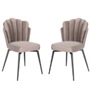 Fairbanks Mink Fabric Dining Chairs With Black Legs In Pair