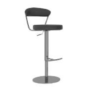 Glossop Leather Bar Stool With Chrome Base In Grey