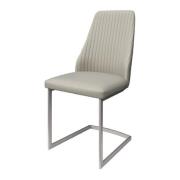 Madrid Leather Dining Chair With Steel Legs In Light Grey