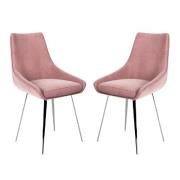 Laceby Pink Fabric Dining Chairs With Chrome Legs In Pair