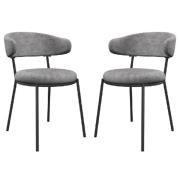 Safford Grey Fabric Dining Chairs With Grey Legs In Pair