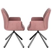 Zekrot Pink Fabric Dining Chairs With Metal Legs In Pair