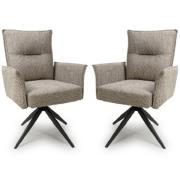 Barre Mink Fabric Dining Chairs With Black Legs In Pair