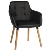 Easton Leather Home And Office Chair With Oak Legs In Black