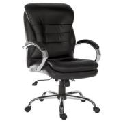 Godley Leather Home And Office Chair With Chrome Base In Black