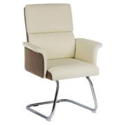 Eustis Leather Home And Office Chair With Chrome Legs In Cream