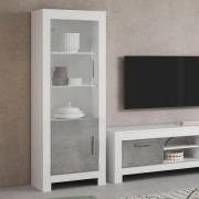 Lorenz Left Hand Gloss Display Cabinet In Grey White And LED