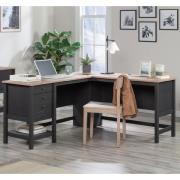 Saginaw Wooden L Shaped Laptop Desk In Raven And Lintel Oak