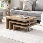 Design Rotating Wooden Coffee Table With 3 Tops In Sanremo Oak