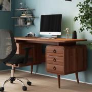 Salisbury Wooden Laptop Desk With 6 Drawers In Brown Oak