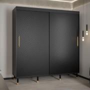 Metz I Wooden Wardrobe With 2 Sliding Doors 200cm In Black