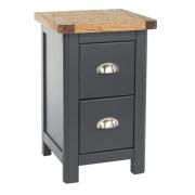 Delavan Wooden Tall Bedside Cabinet With 2 Drawers In Oak Black