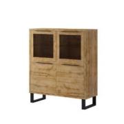 Hamburg Wooden Display Cabinet With 4 Doors In Wotan Oak