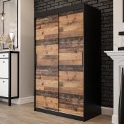 Topeka Wooden 120cm Wardrobe With 2 Sliding Doors In Dark Oak