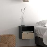 Indio Wooden Bedside Cabinet With 1 Drawer In Black And Bamboo