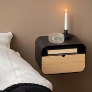 Indio Wooden Oval Bedside Cabinet With 1 Drawer In Black Bamboo