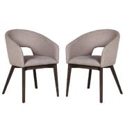 Adria Latte Fabric Dining Chairs With Oak Legs In Pair