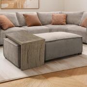 Batavia Velvet Ottoman and Coffee Table In Mink