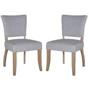 Dothan Light Grey Velvet Dining Chairs With Oak Legs In Pair