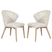 Elkhorn Natural Fabric Dining Chairs With Oak Legs In Pair