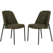 Ferndale Green Fabric Dining Chairs With Black Legs In Pair