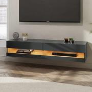 Langley 180cm Wooden TV Stand In Anthracite And Oak With LED