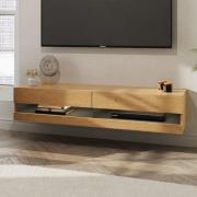 Langley 180cm Wooden TV Stand In Oak And Anthracite With LED