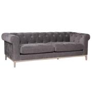 Texarkana Fabric 3 Seater Sofa With Oak Legs In Dark Grey